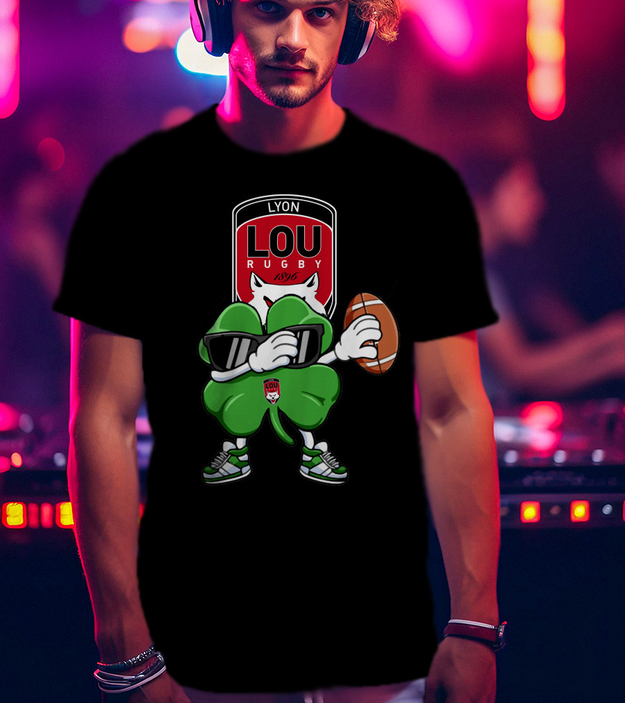LOU Rugby Lyon 1896 Shamrock Mascot With Rugby Ball T-Shirt