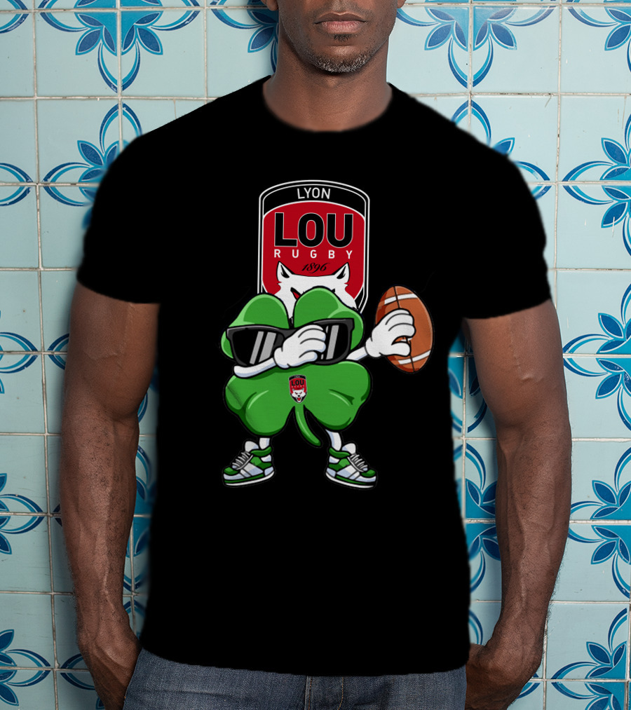 LOU Rugby Lyon 1896 Shamrock Mascot With Rugby Ball T-Shirt