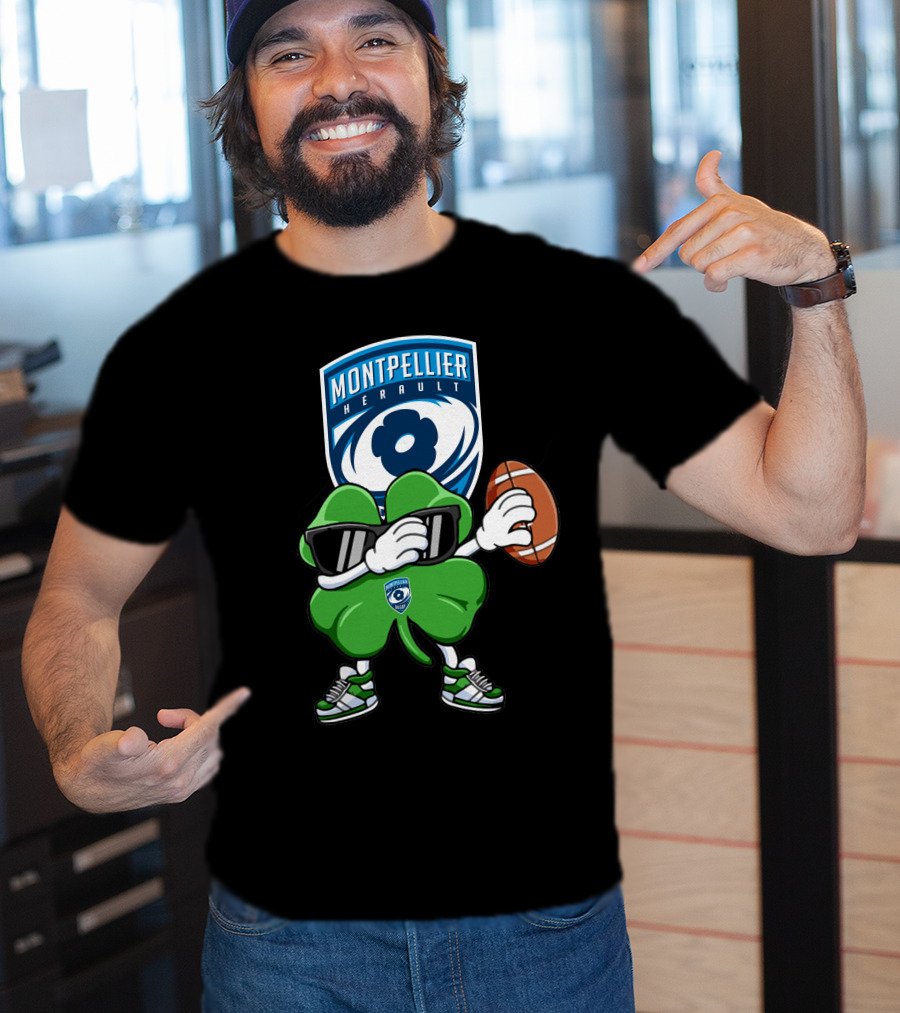 Montpellier Hérault Rugby Cool Clover Football Character T-Shirt
