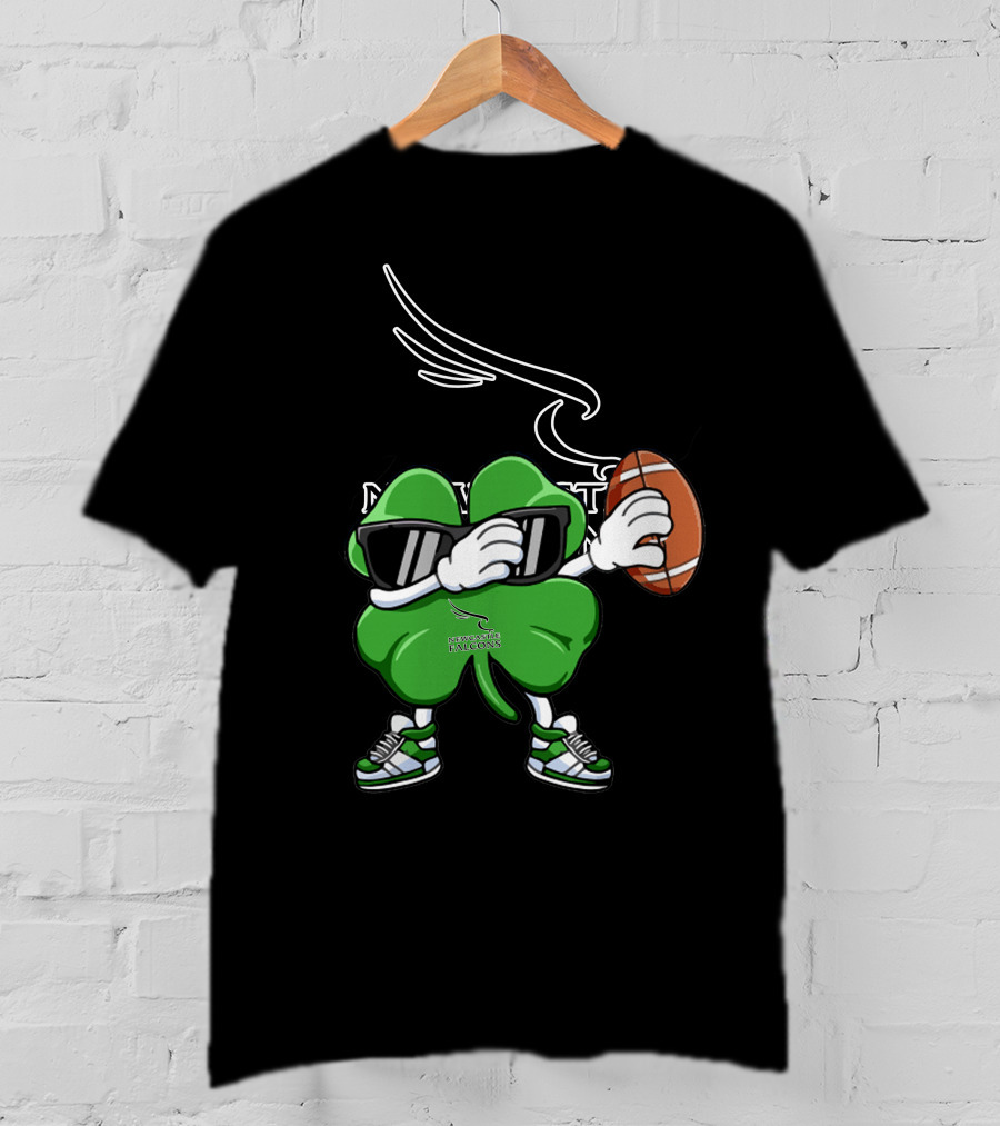 Newcastle Falcons Four Leaf Clover Character Holding Football T-Shirt