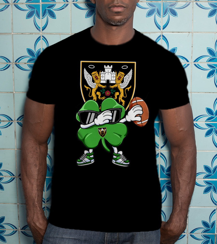 Northampton Saints Crest With Stylized Shamrock And Rugby Ball T-Shirt