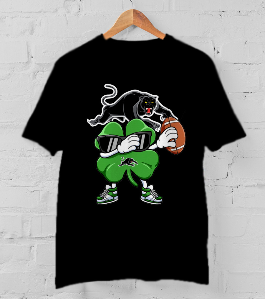 Penrith Panthers Football Clover Mascot With Shades And Sneaker T-Shirt