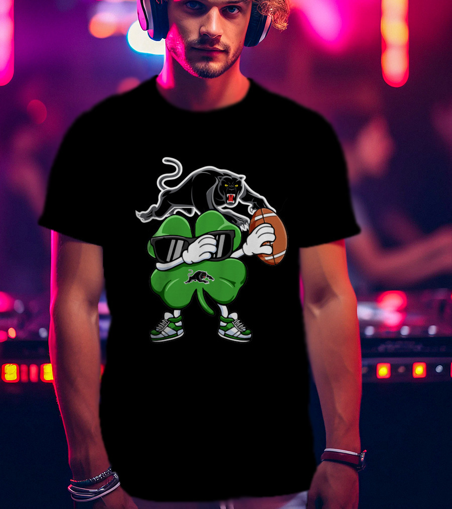 Penrith Panthers Football Clover Mascot With Shades And Sneaker T-Shirt