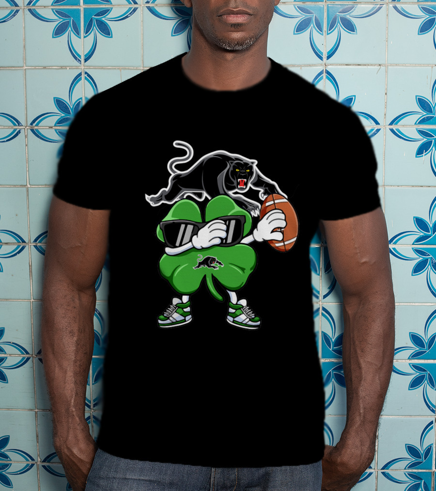 Penrith Panthers Football Clover Mascot With Shades And Sneaker T-Shirt