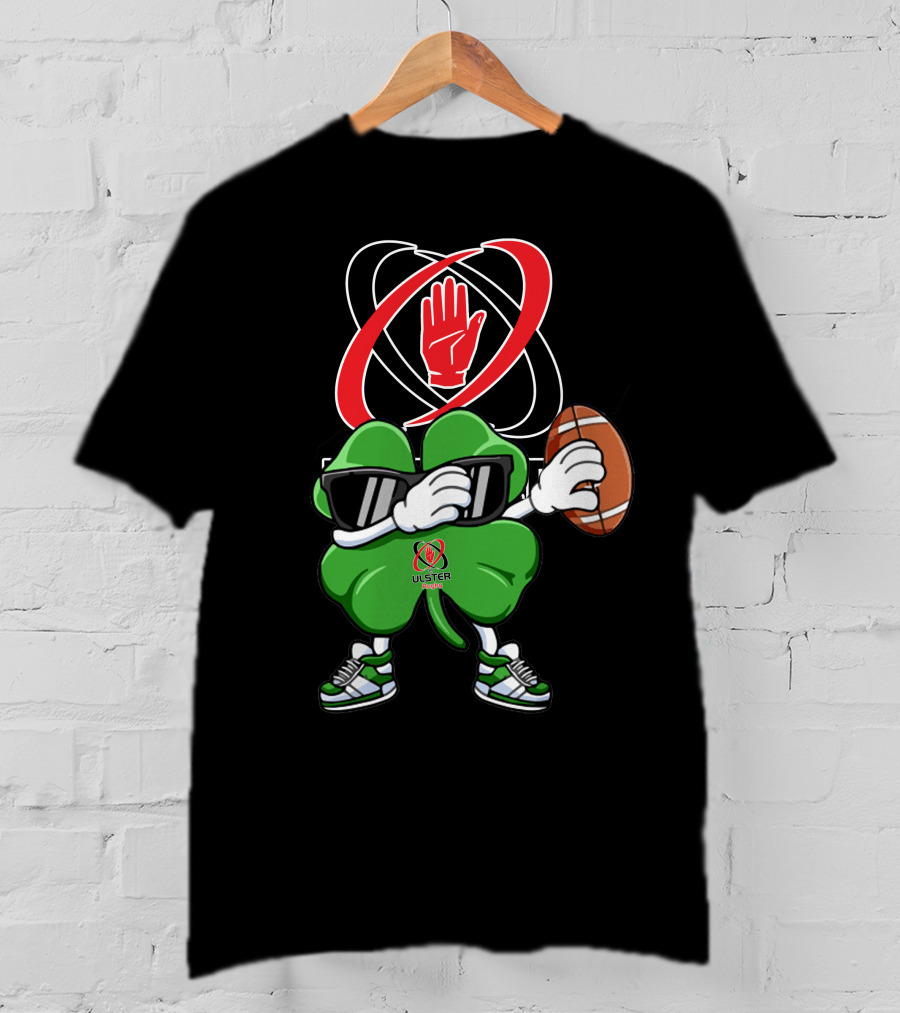 Ulster Rugby Clover Football Icon With Red Hand T-Shirt