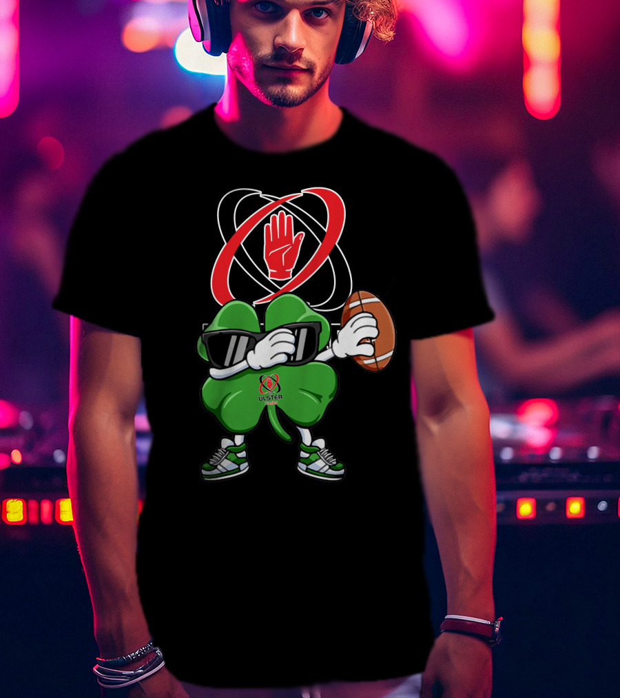 Ulster Rugby Clover Football Icon With Red Hand T-Shirt