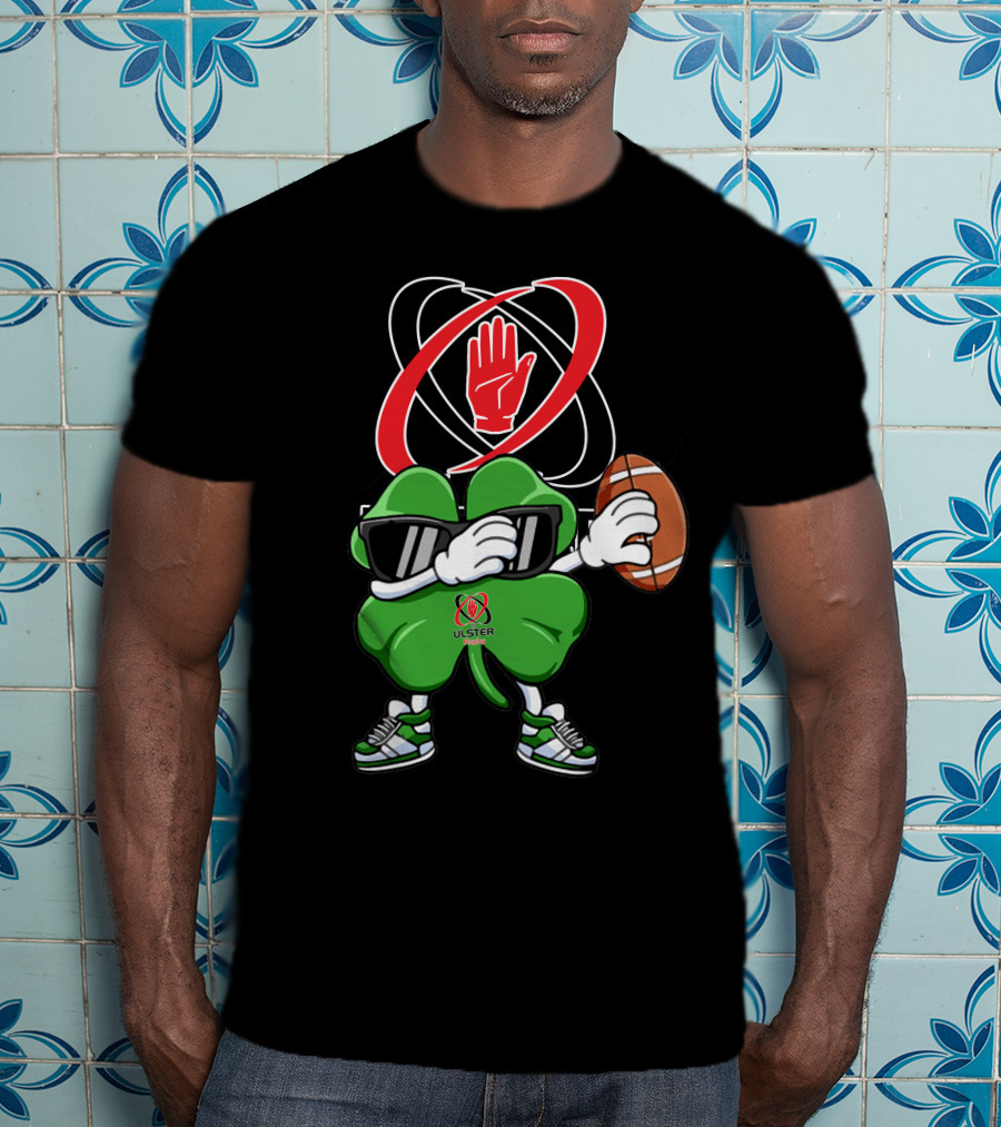 Ulster Rugby Clover Football Icon With Red Hand T-Shirt