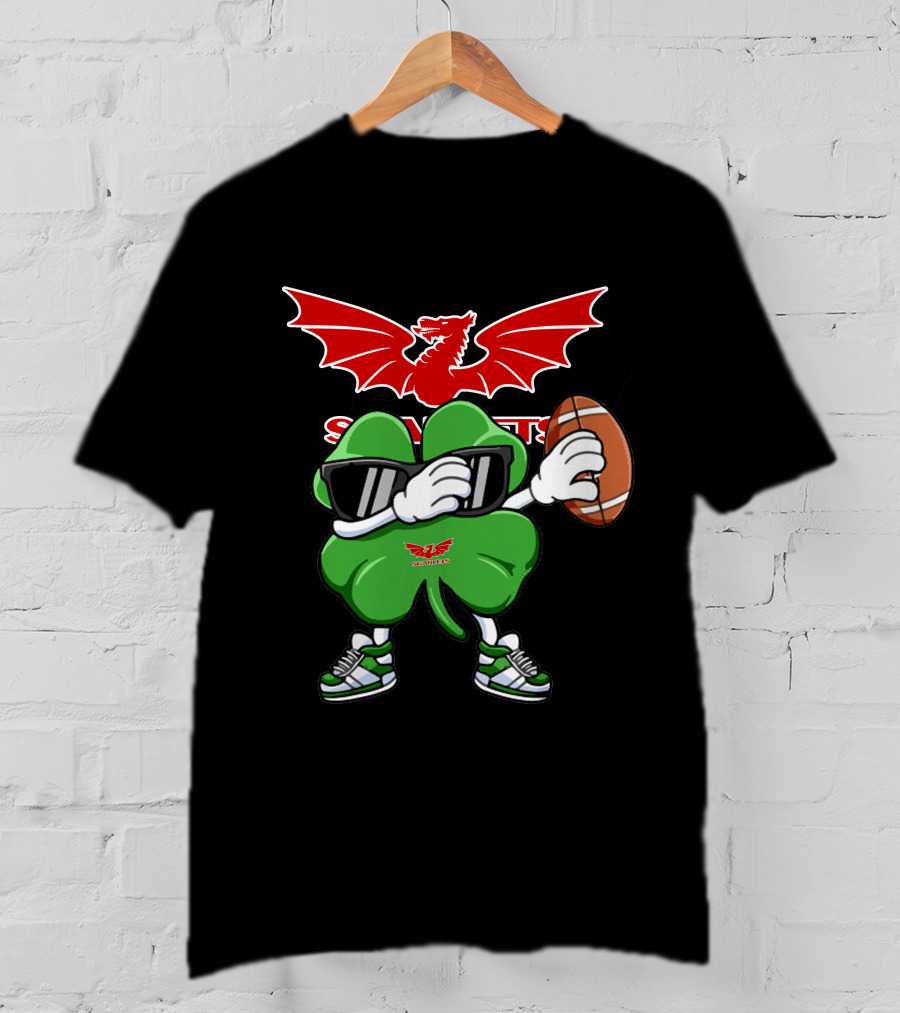 Scarlets Welsh Dragon Clover Football T-Shirt