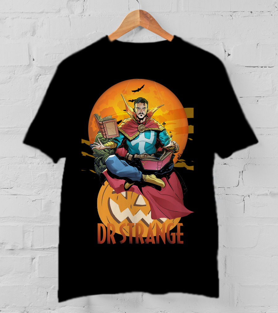 Dr Strange Halloween Comic Art Pumpkin Moon T-Shirt