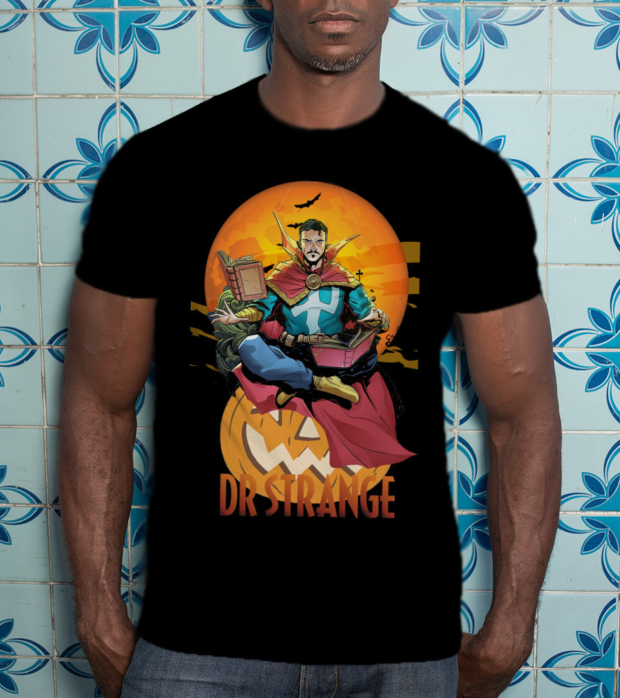 Dr Strange Halloween Comic Art Pumpkin Moon T-Shirt
