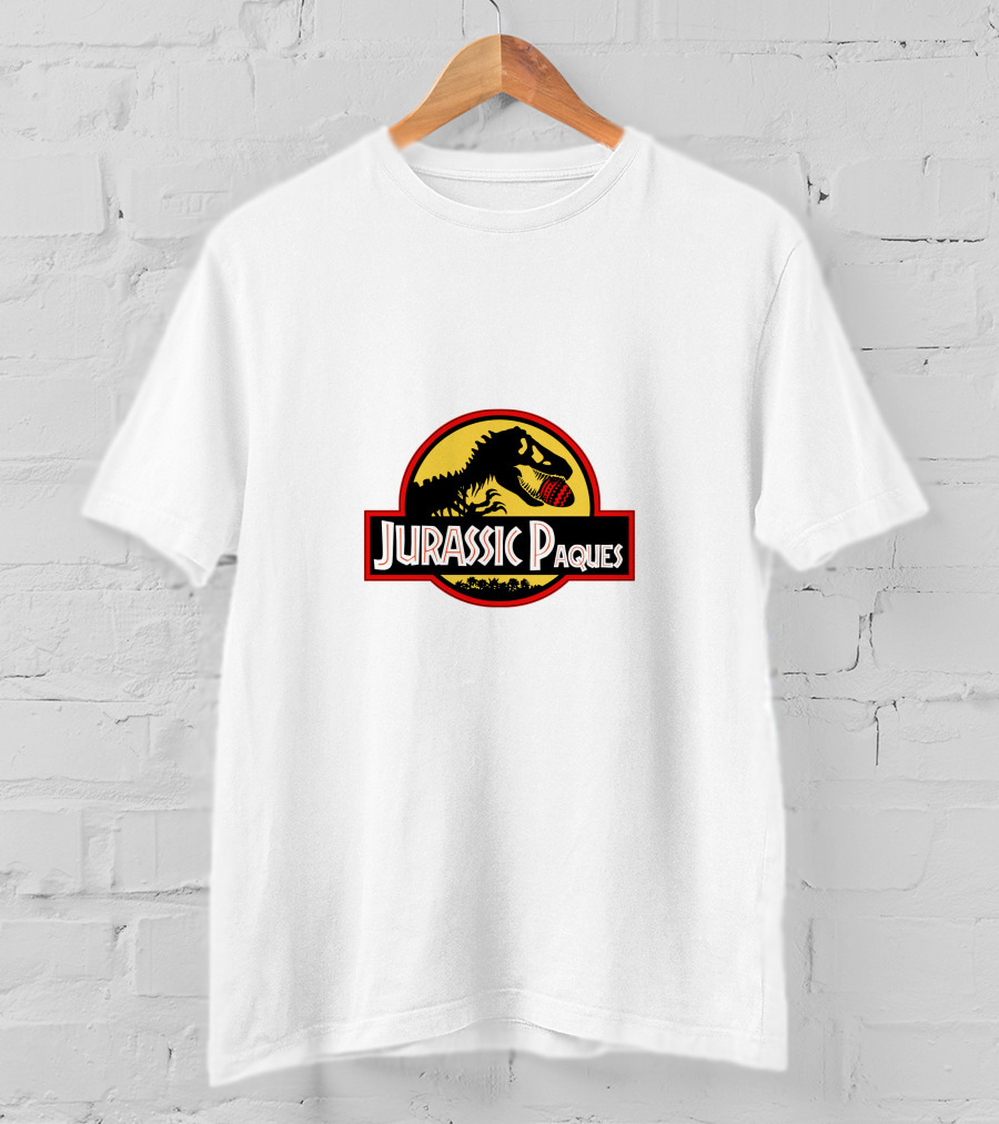Jurassic Paques Dinosaur Silhouette Red Ball Circle T-Shirt