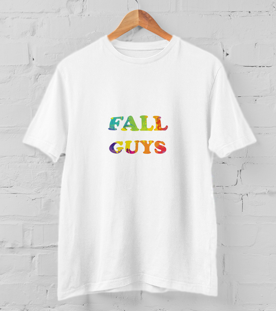 FALL GUYS Colorful Text Logo Rainbow T-Shirt