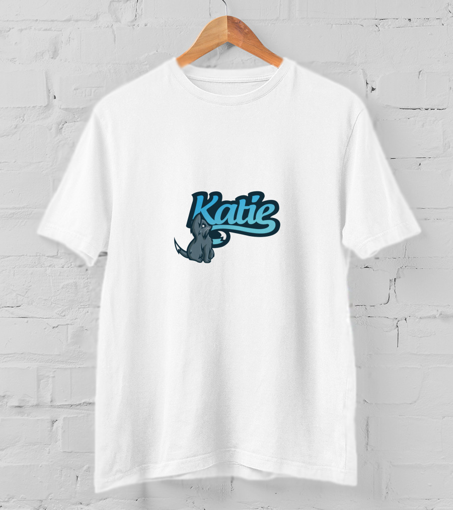 Katie Pup Blue Script T-Shirt
