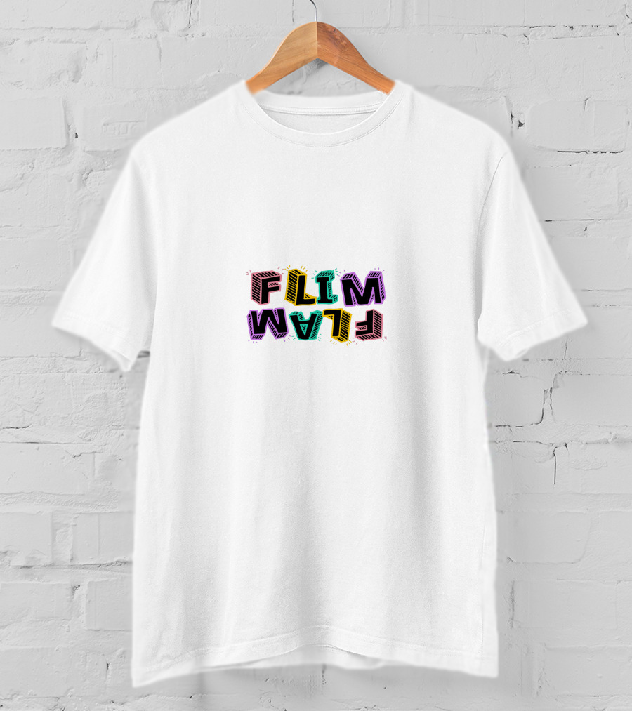 FLIMFLAM Colorful Retro Text Block T-Shirt
