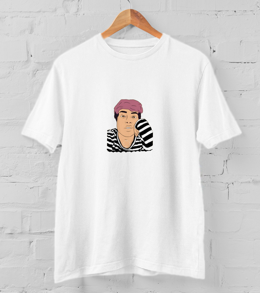 Jake Webber Striped Shirt And Pink Hat Drawing T-Shirt
