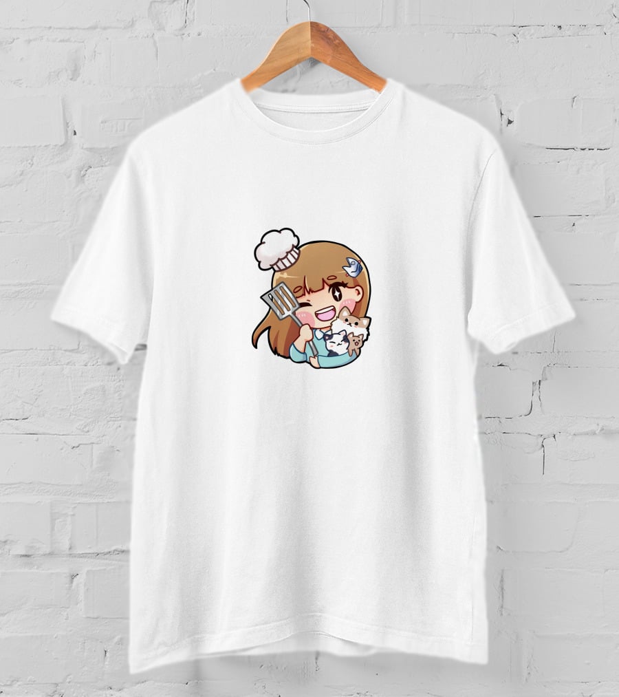 Offlinetv Twitter Cartoon Chef Girl With Pets And Spatula T-Shirt