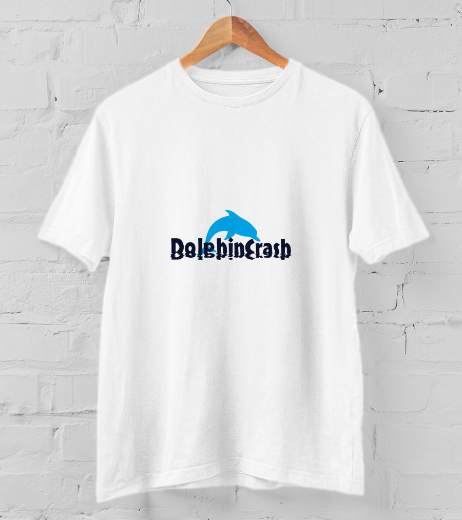 DolphinCrash Blue Dolphin Silhouette Playful Word T-Shirt