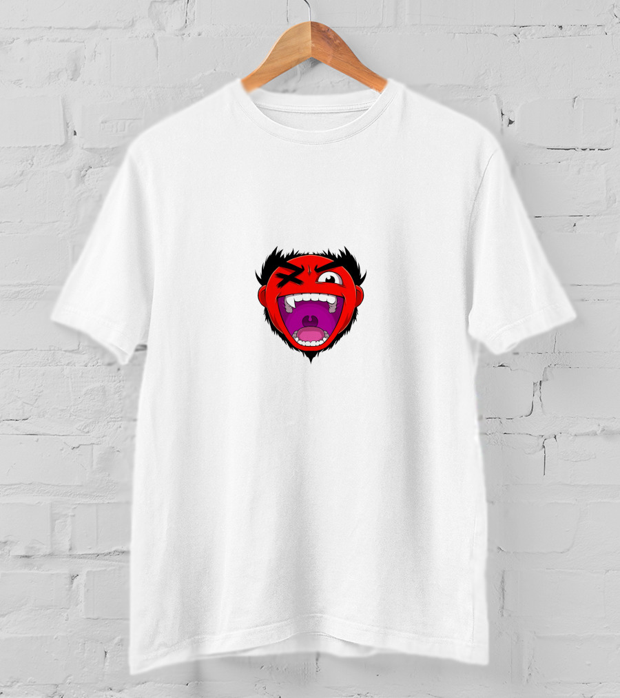 Cartoonz Screaming Red Face Character T-Shirt