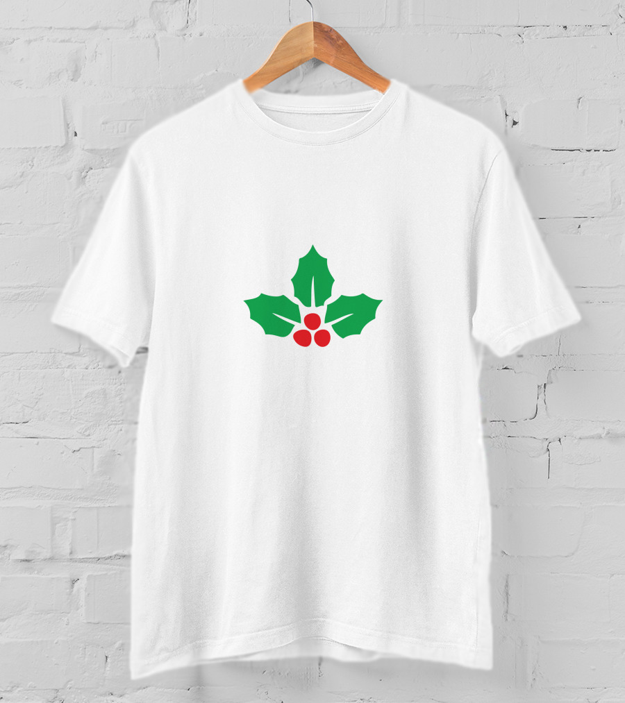 Holly Green Leaves And Red Berries T-Shirt