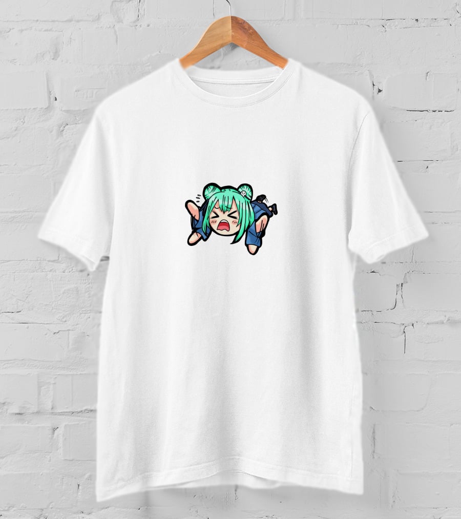 Hololive Green-Haired Anime Character Crying Chibi T-Shirt