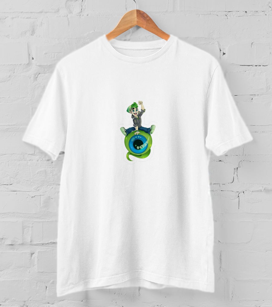 Jacksepticeye Character Riding Green Eye With Green Hair T-Shirt