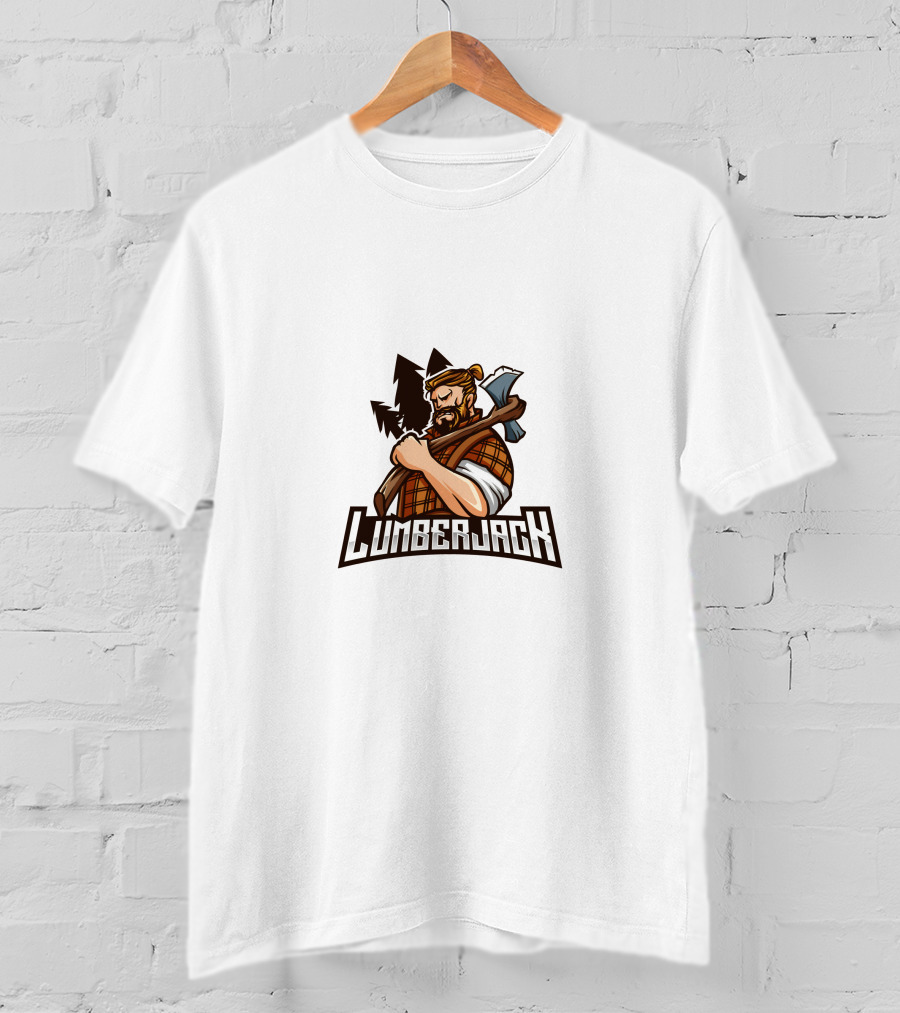 Lumberjack Axe Woodsman Plaid Flannel Woodcutter Forest Trees T-Shirt