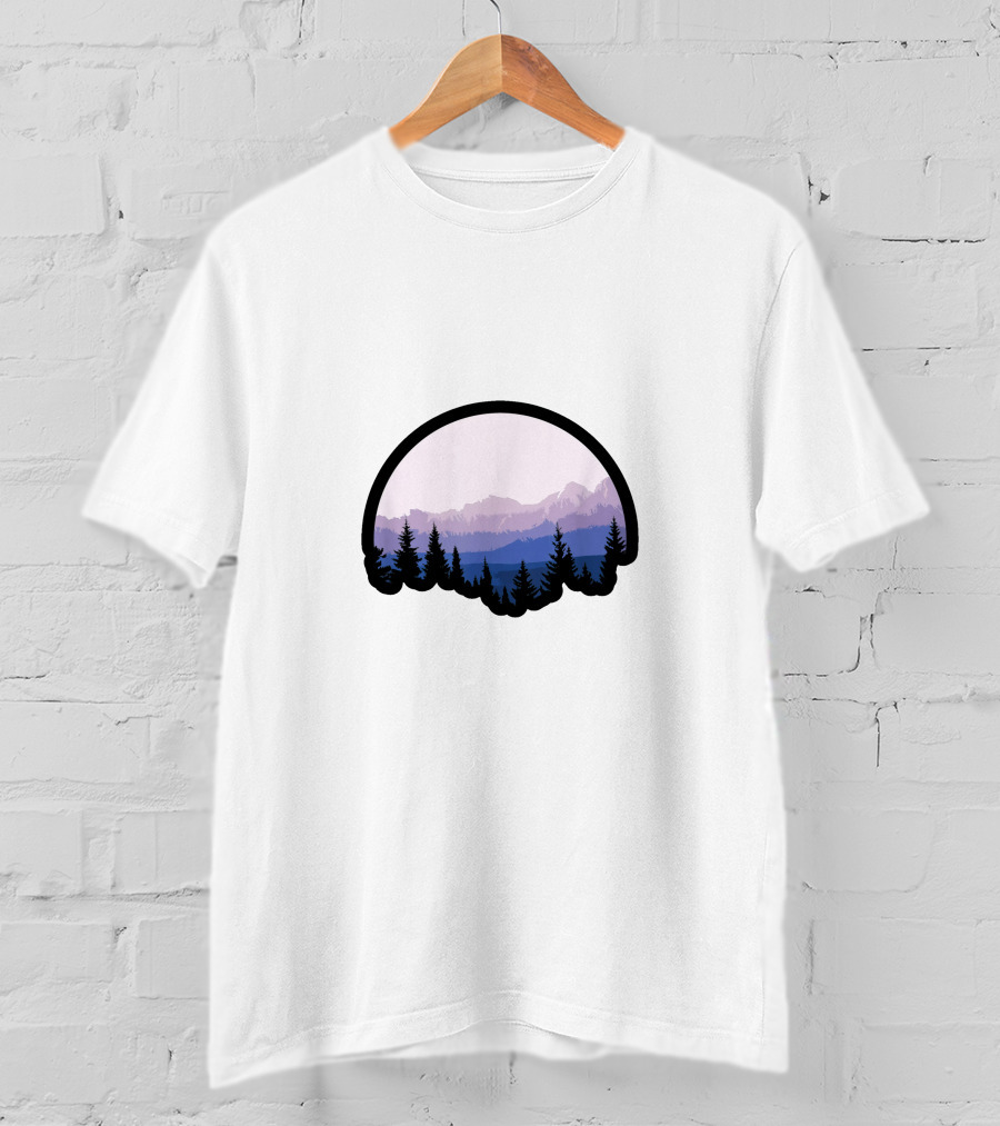 Mountain Strong Alpine Silhouette Forest Scene T-Shirt