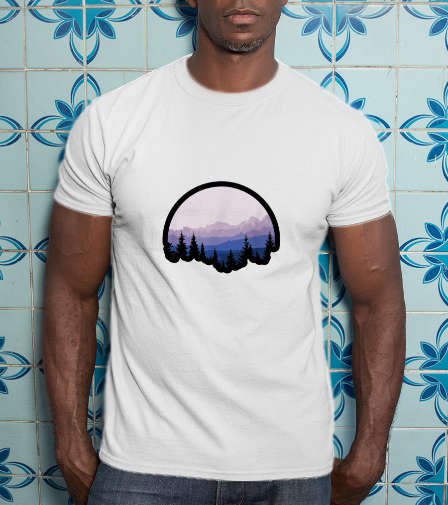 Mountain Strong Alpine Silhouette Forest Scene T-Shirt