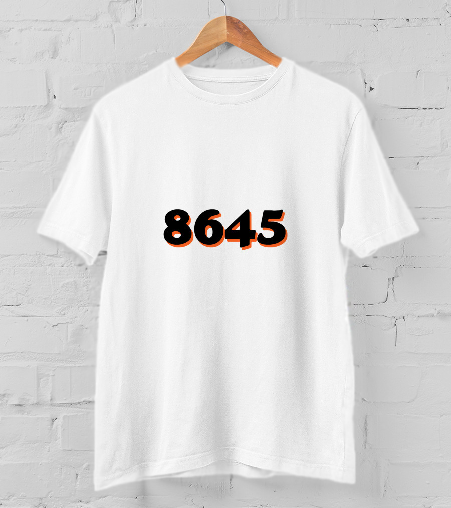 8645 Black And Orange Bold Numbers T-Shirt