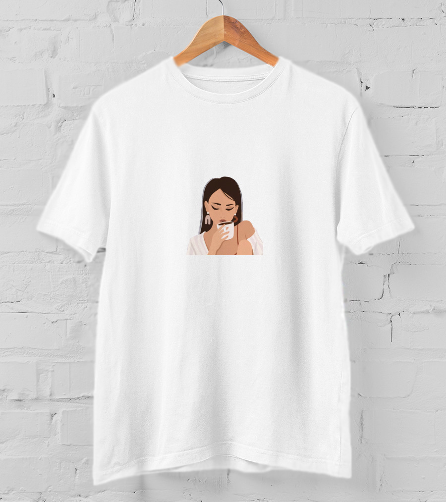 Tana Mongeau White Shirt Female Drinking Coffee T-Shirt