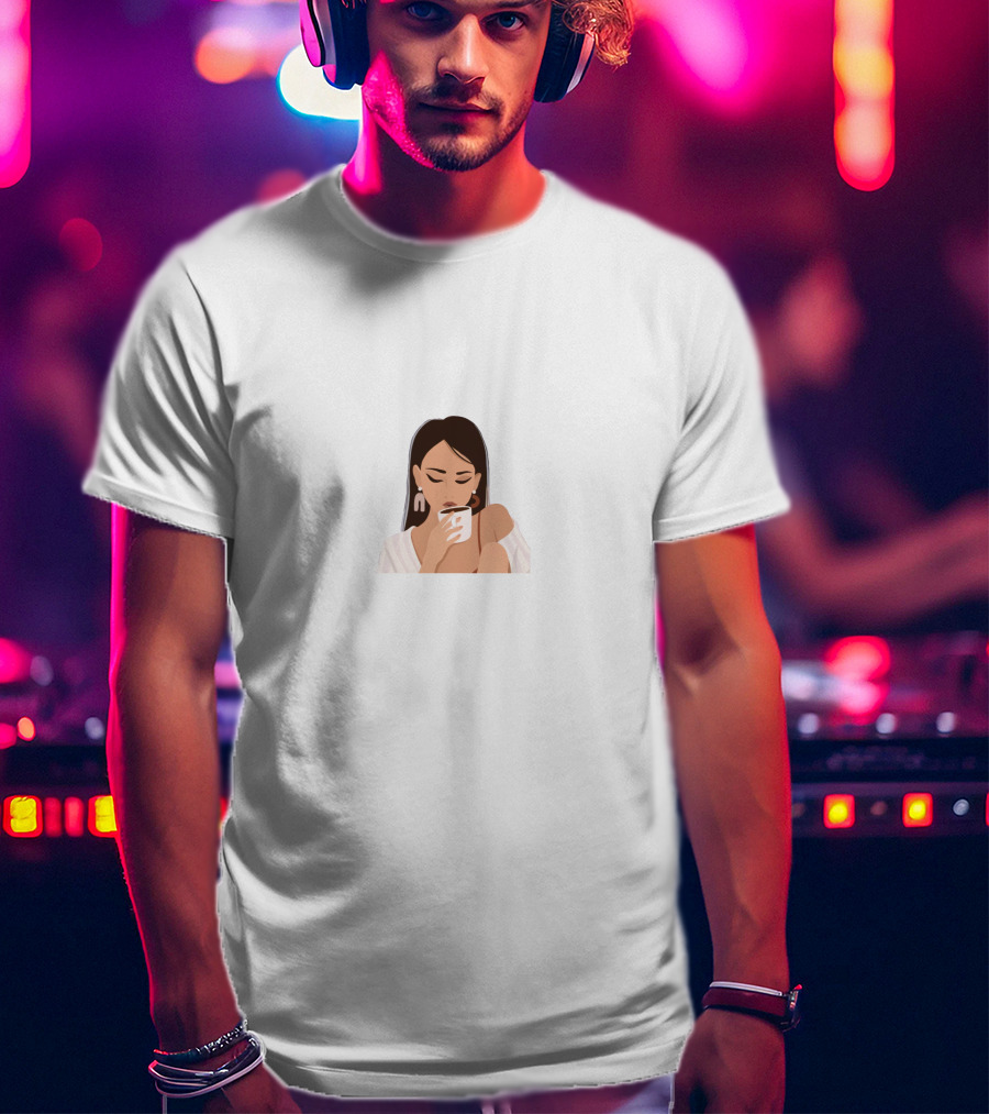 Tana Mongeau White Shirt Female Drinking Coffee T-Shirt