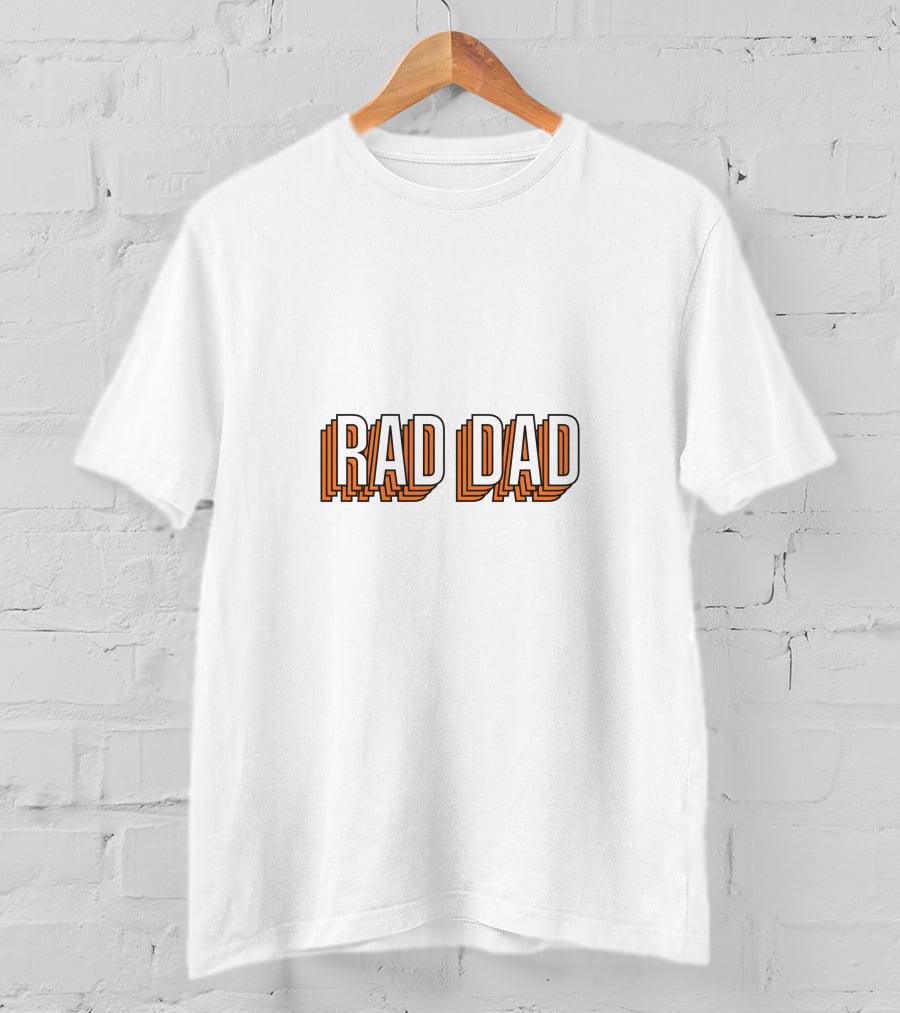 RAD DAD Layered 3D Text With Orange Outline T-Shirt