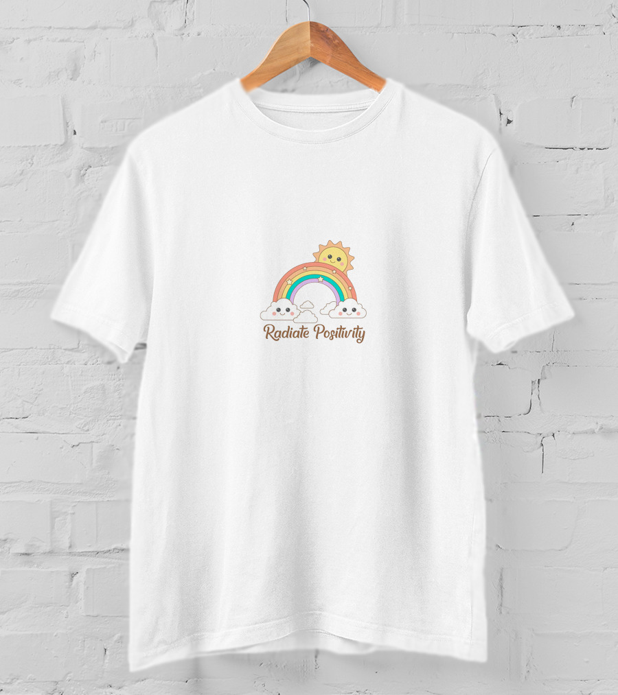 Radiate Positivity Rainbow Sun And Clouds T-Shirt