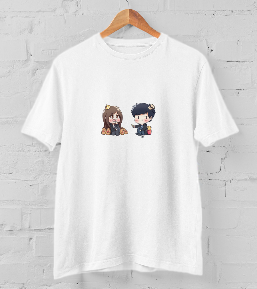 Offlinetv Cute Character Fry And Crown Cartoon Duo T-Shirt