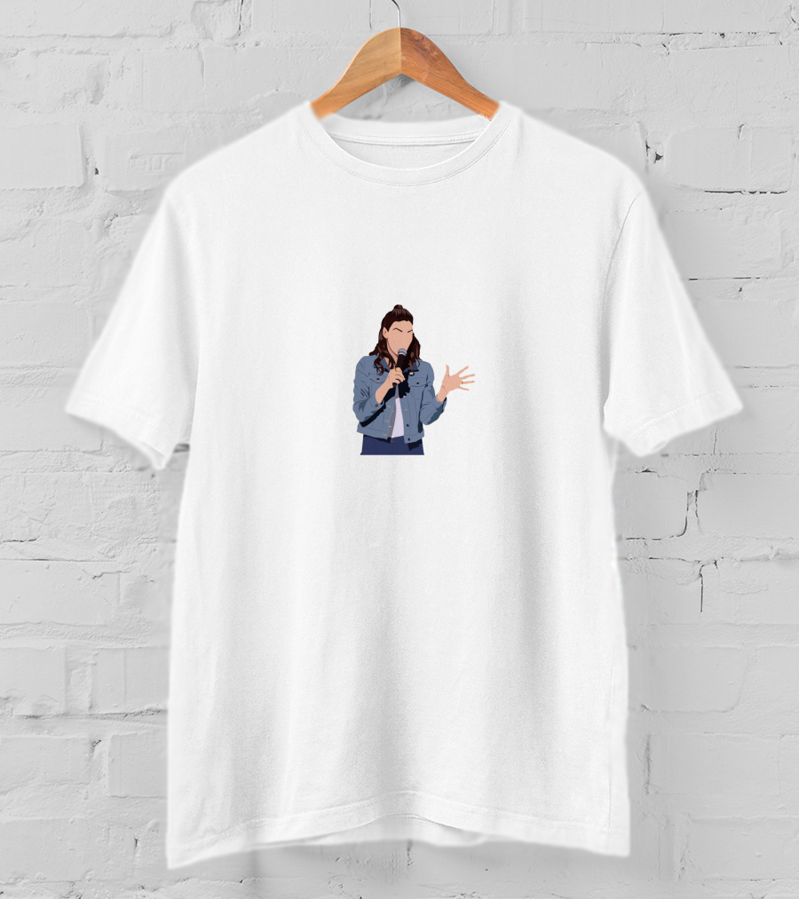 Whitney Cummings Comedian Illustration Microphone Denim Jacket T-Shirt