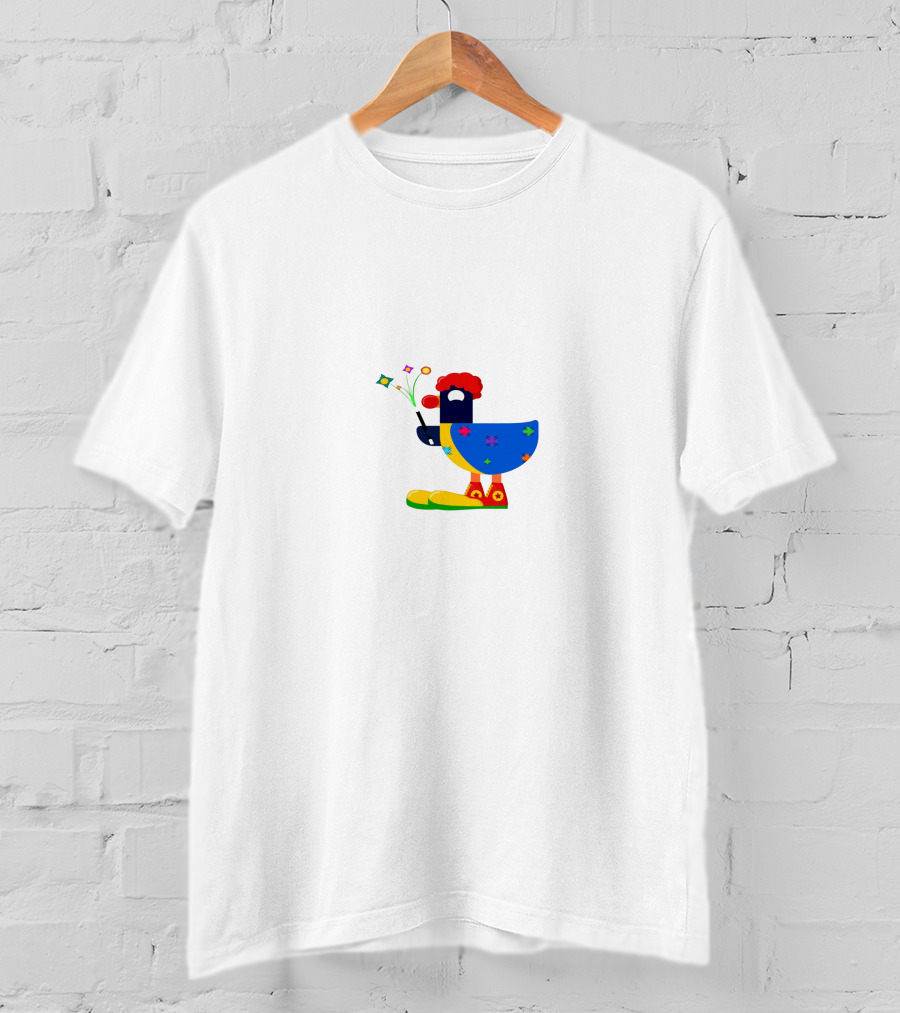 Kurzgesagt Space Clown Bird With Star Wand And Colorful T-Shirt