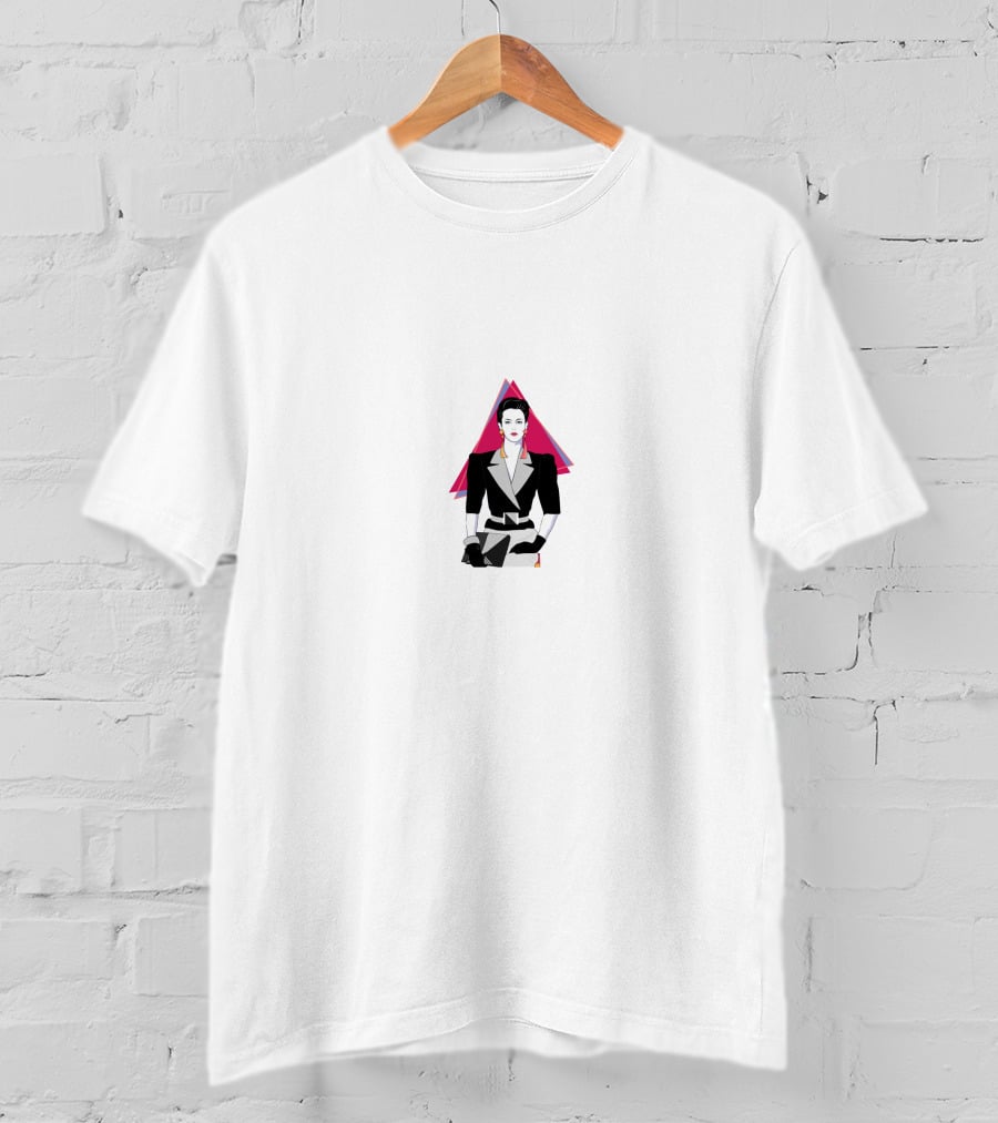 Office Retro Style Black And White Suit Triangular Background T-Shirt