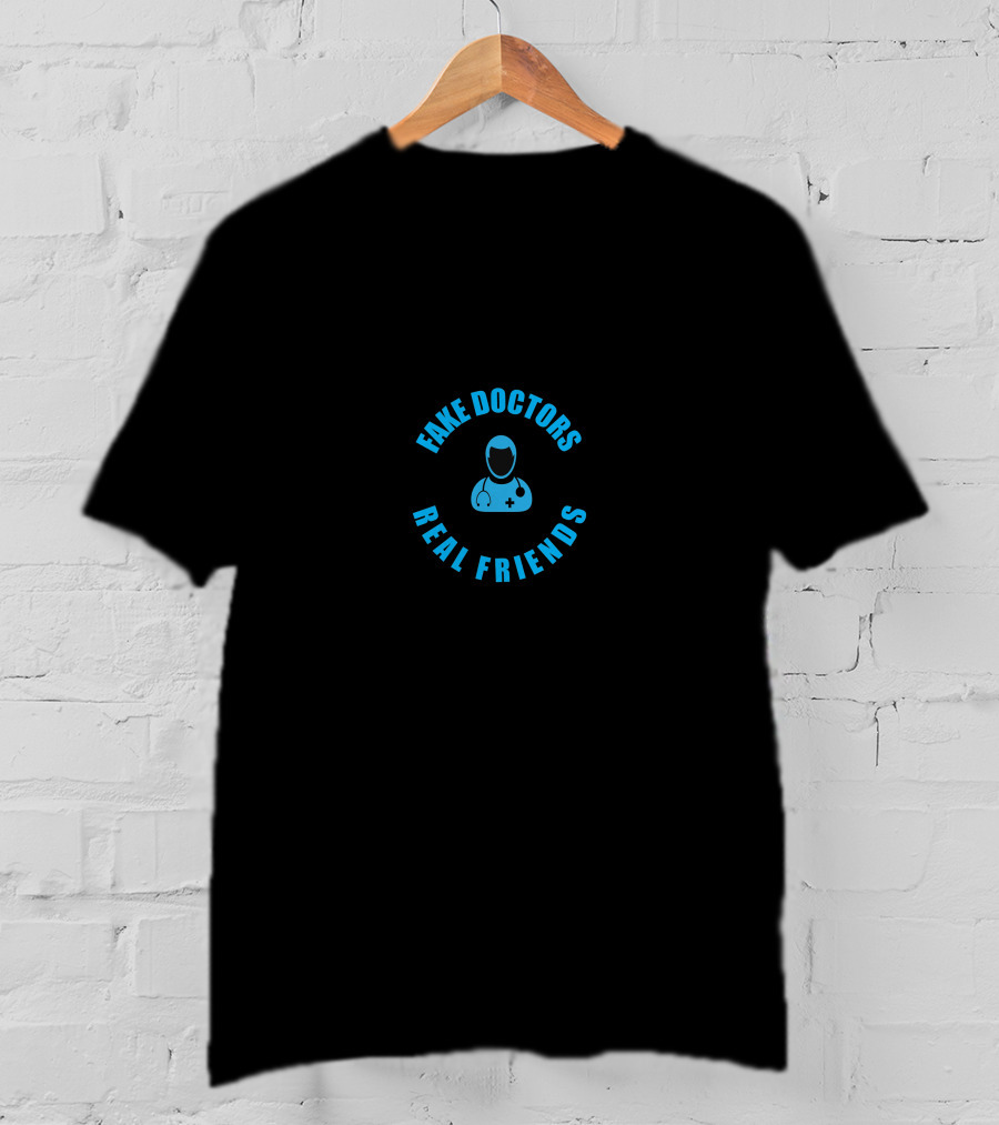 Fake Doctors Real Friends Podcast Logo Blue T-Shirt