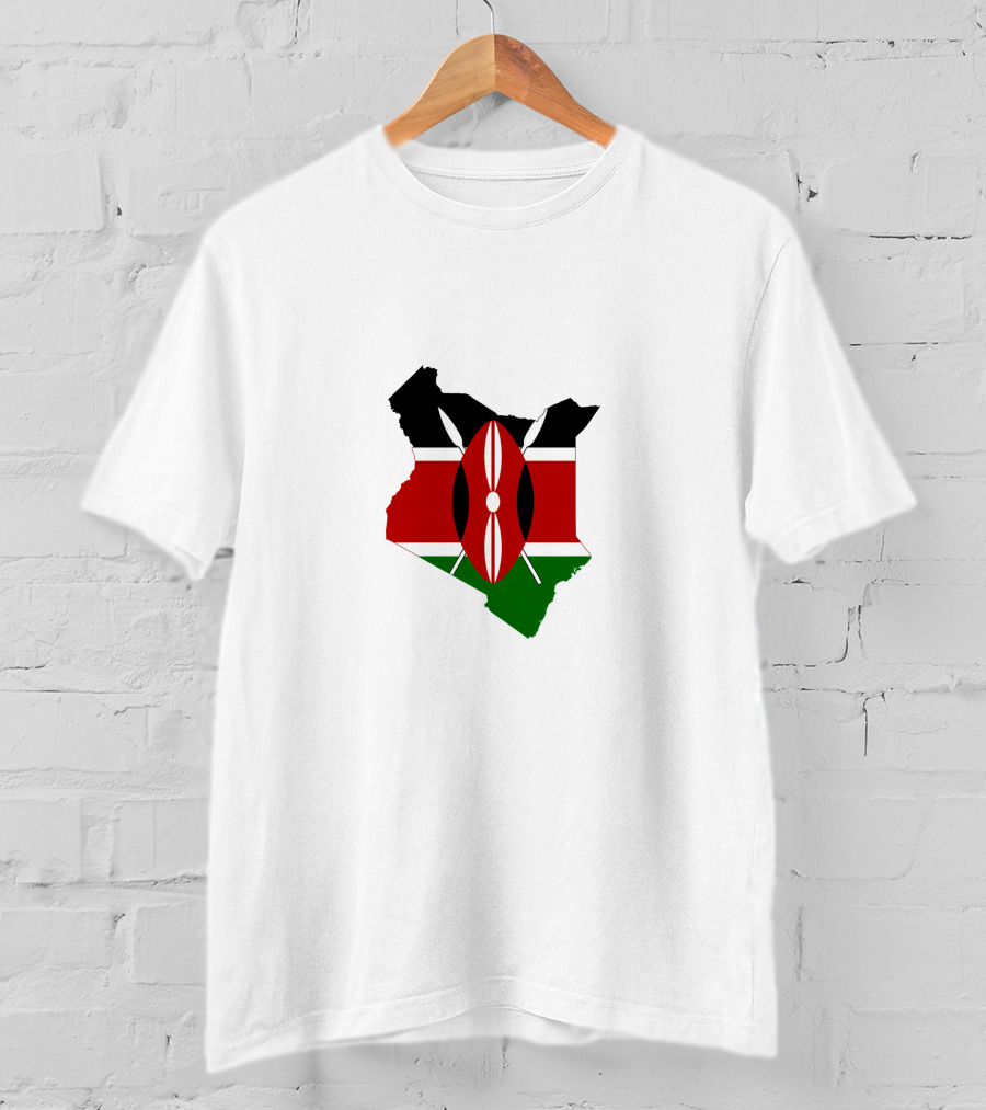 Kenya Flag Map Emblem Badge T-Shirt
