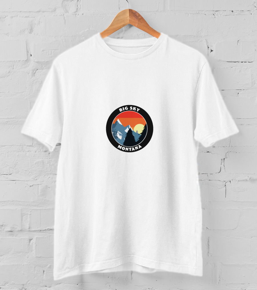 Big Sky Montana Sunset Mountains Circle T-Shirt