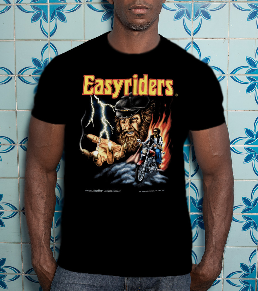 Easyriders Vintage 3D Emblem Lightning Biker Made In U.S.A T-Shirt