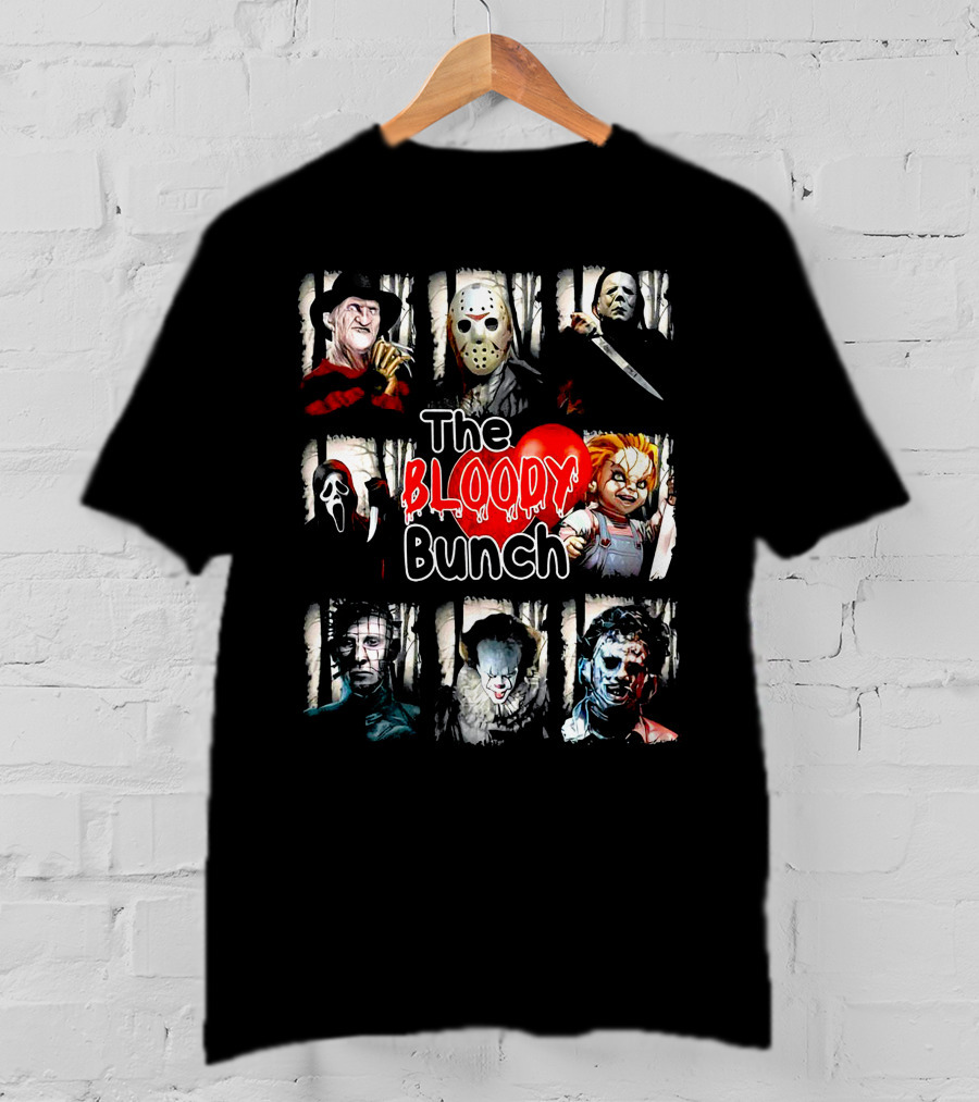 The Bloody Bunch Freddy Jason Michael Ghostface Chucky Pinhead Pennywise Leatherface T-Shirt