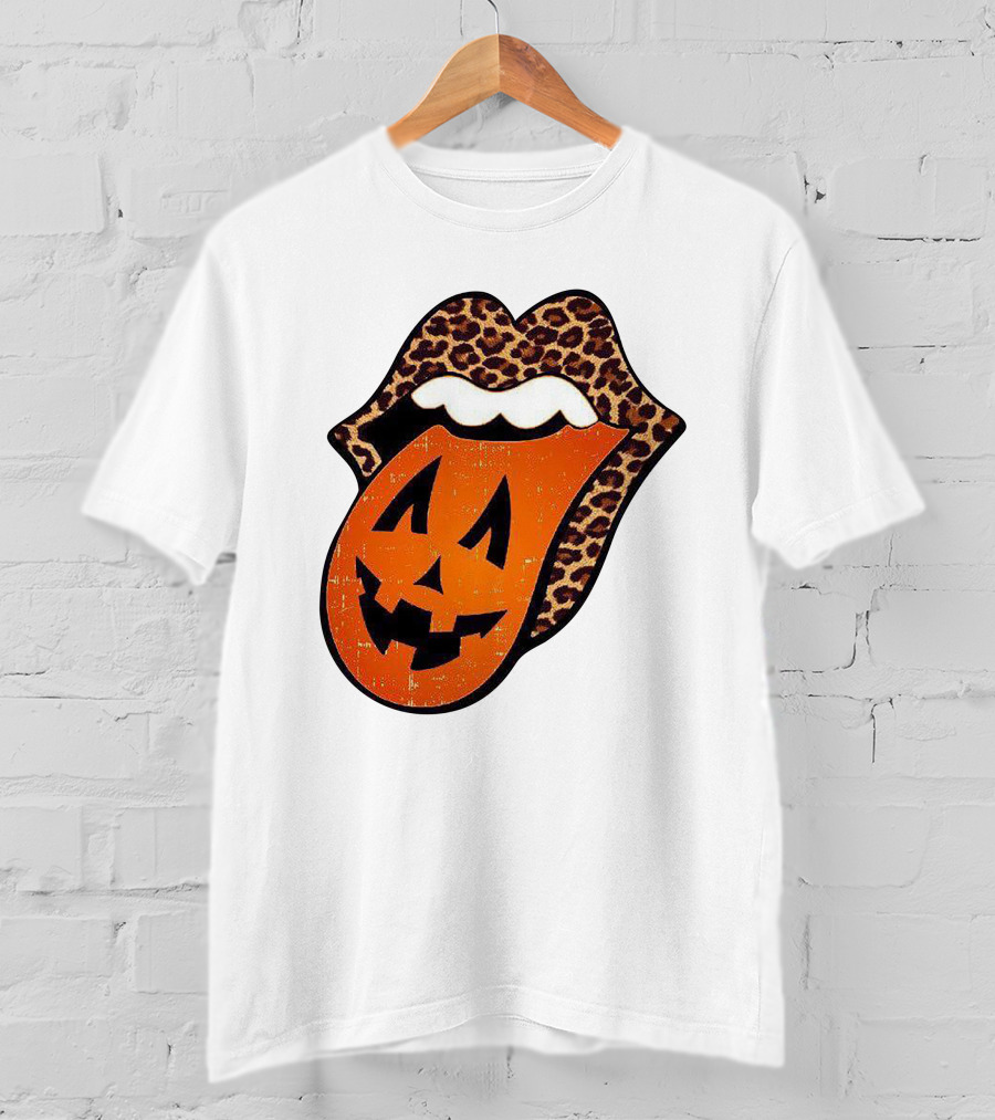 Rolling Pumpkin Leopard Tongue Jack-O'-Lantern T-Shirt