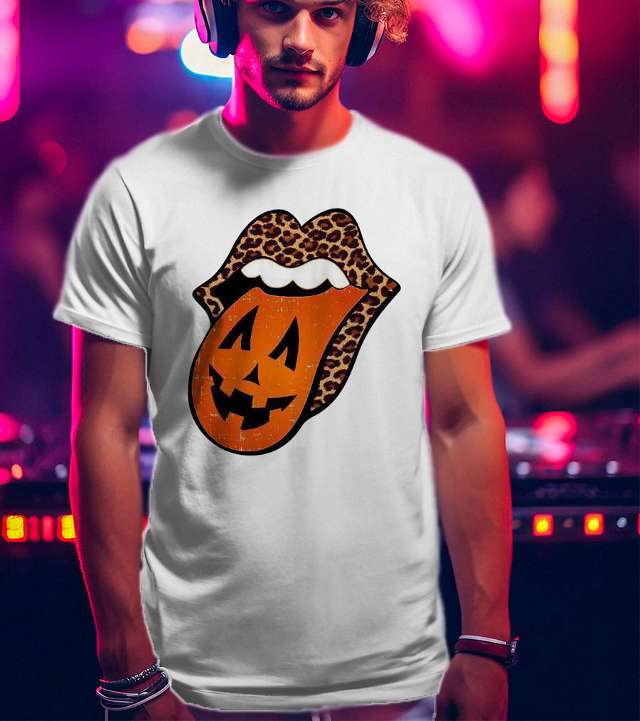Rolling Pumpkin Leopard Tongue Jack-O'-Lantern T-Shirt