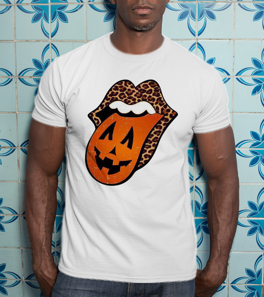 Rolling Pumpkin Leopard Tongue Jack-O'-Lantern T-Shirt
