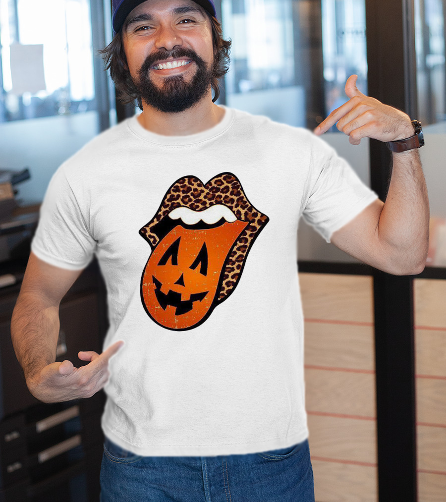 Rolling Pumpkin Leopard Tongue Jack-O'-Lantern T-Shirt