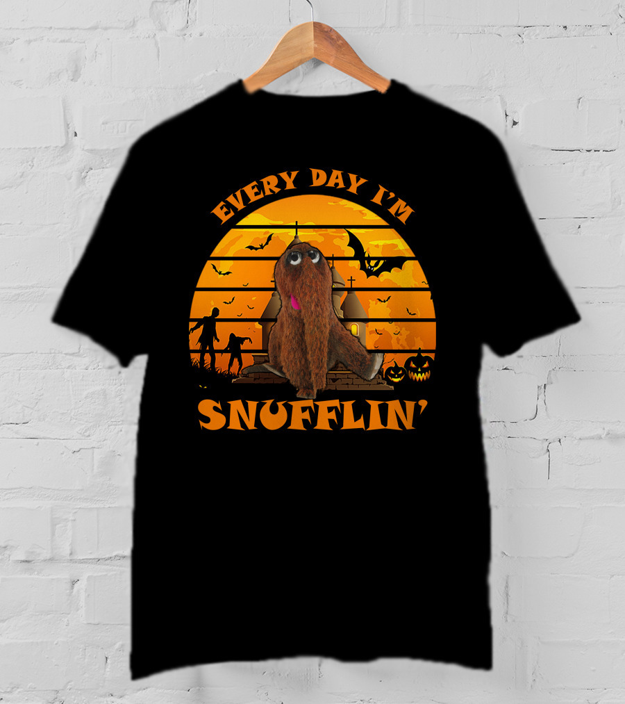 Every Day I'm Snufflin' Halloween Orange Bats Pumpkins Church T-Shirt