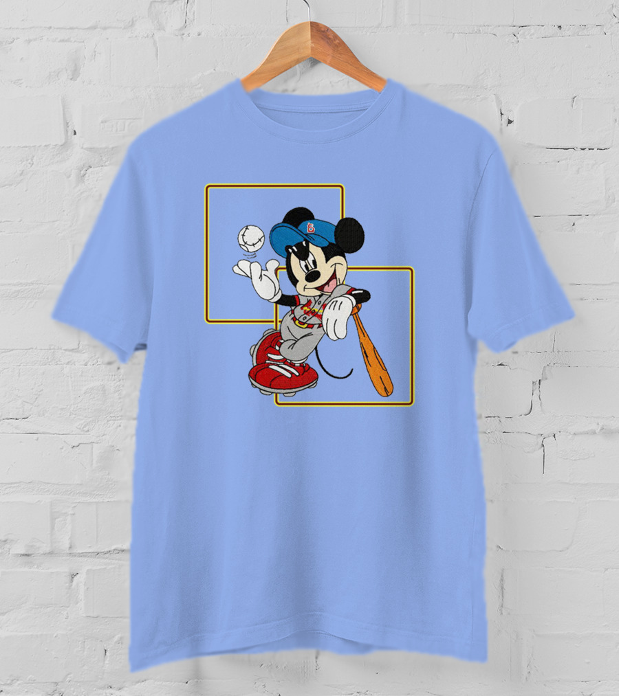 Mickey Mouse Baseball Player Blue Cap Bat And Ball Disney Classic T-Shirt