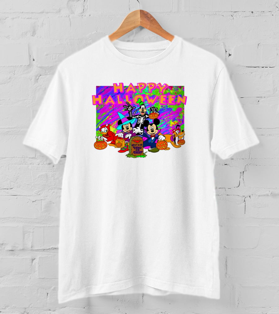 Happy Halloween Mickey Mouse And Friends Pumpkin Tombstone Party T-Shirt
