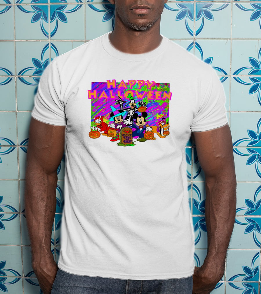 Happy Halloween Mickey Mouse And Friends Pumpkin Tombstone Party T-Shirt